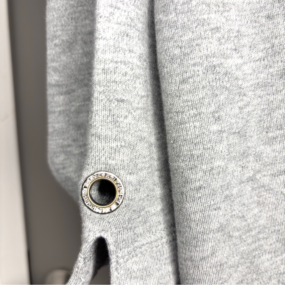 Quacker Factory Grommet Neckline 3/4 Sleeve Top Heathered Gray Knit XL - Picture 5 of 14